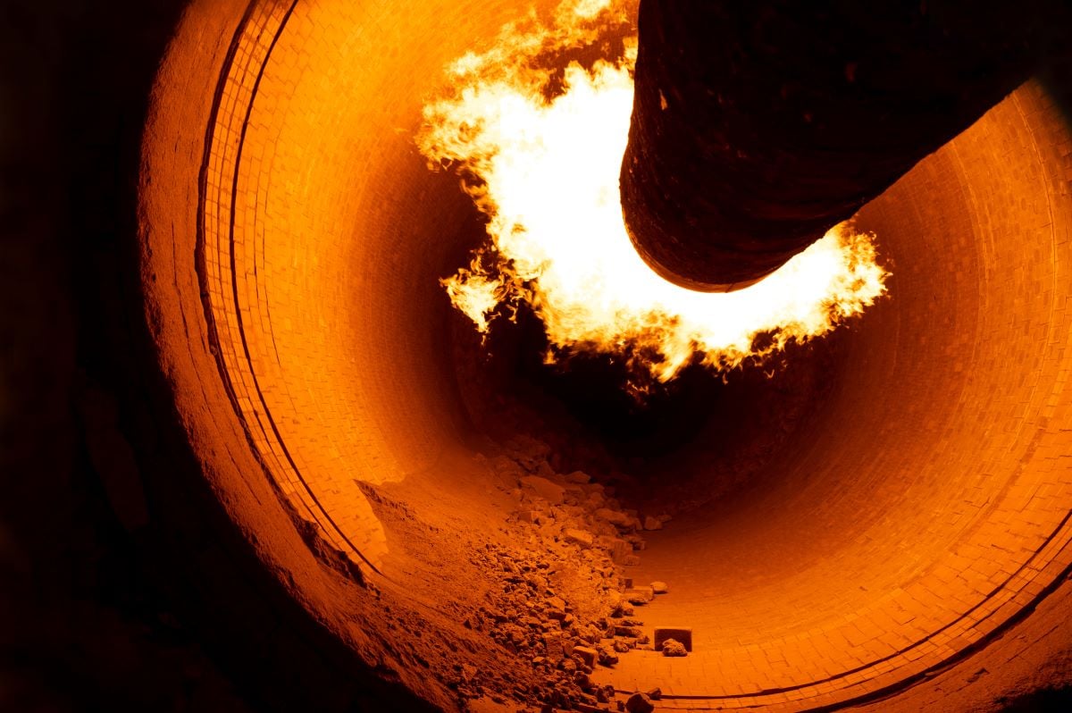 Image of a Rotary Cement Kiln Burner Flame