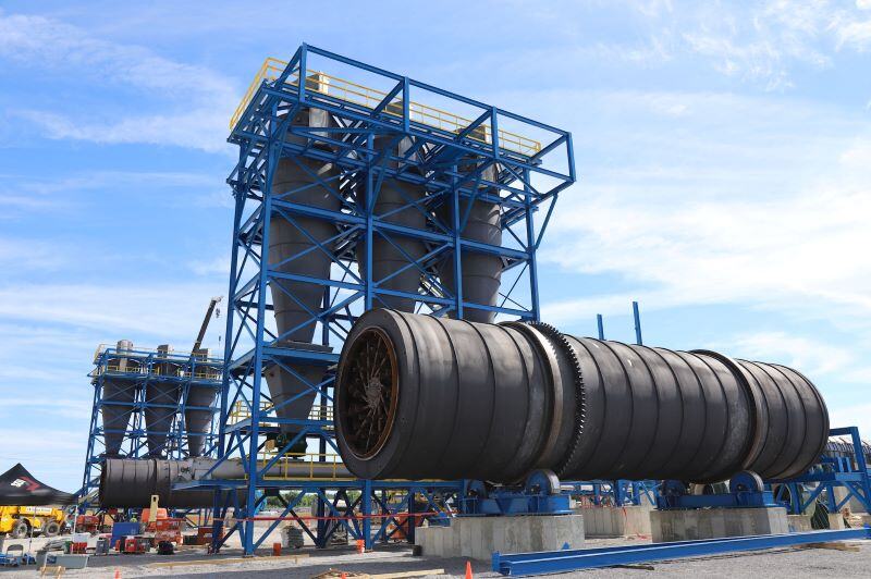 IAC Biomass rotary dryers and cyclones being constructed on a job site photo