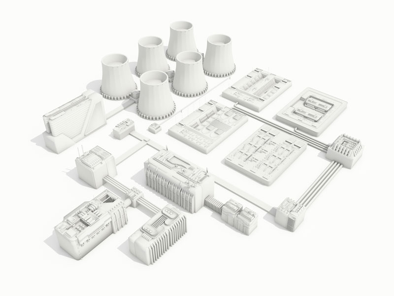 3d render of power plant